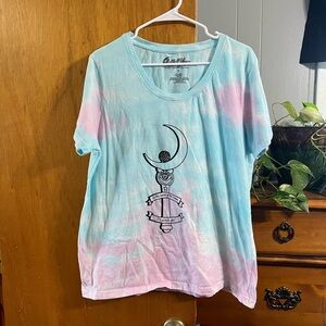 Sailor Moon Pastel Pink and Blue Tie-dye Wand Size 2XL Tee-shirt